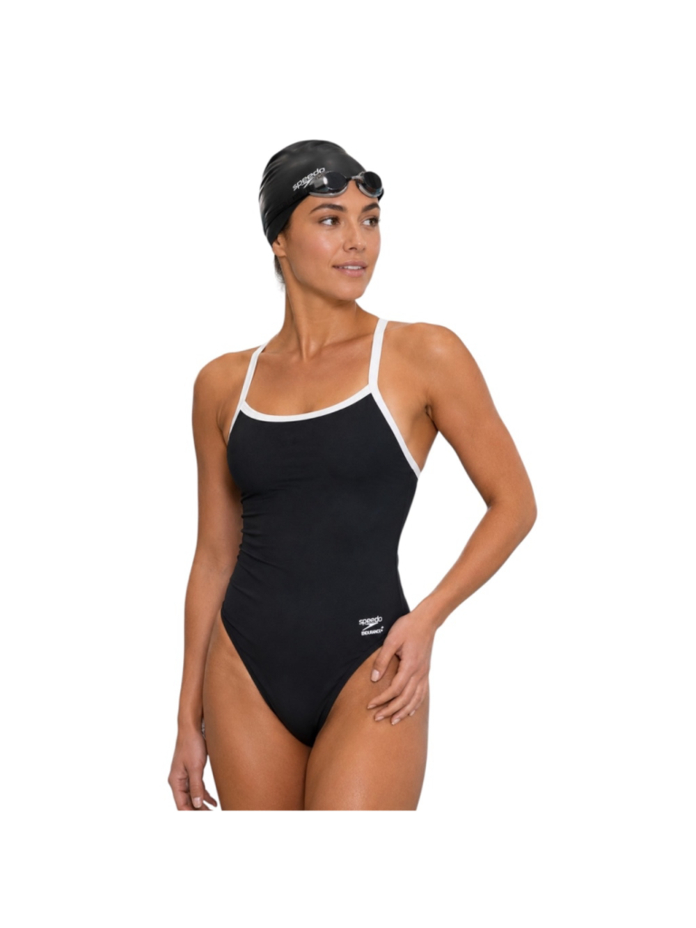 Speedo Endurance+ Team Black One Piece Swimsuit Women’s Size 34 US 8 Medium NWT